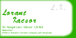 lorant kacsor business card