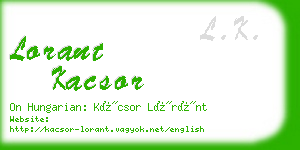lorant kacsor business card